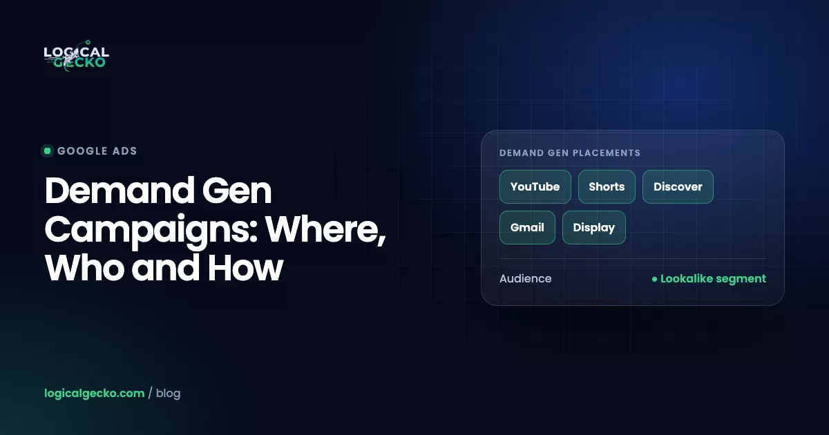 Diagram of a Google Demand Gen campaign sending image, video and product ads to YouTube, Shorts, Discover, Gmail, Maps and the Display Network