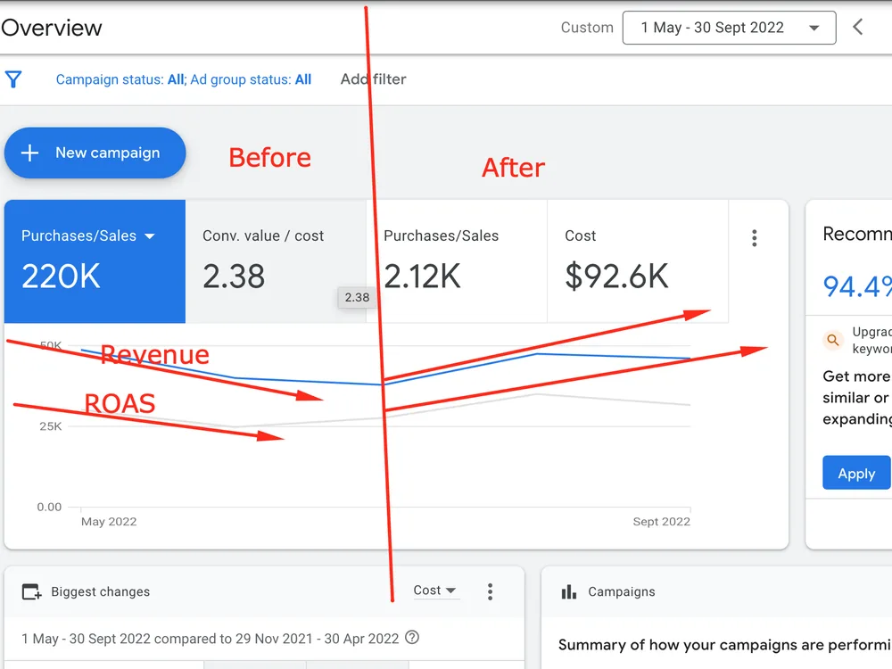 GKHair Google Ads performance results